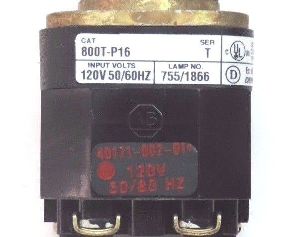 NEW ALLEN BRADLEY 800T-P16 PILOT LIGHT 800TP16 SER. T W/ 40171-002-01 COIL 120V