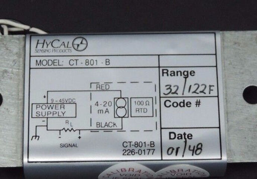 NIB HYCAL SENSING PRODUCTS CT-801-B TRANSMITTER RANGE 32-122 DEG.F, CT801B2