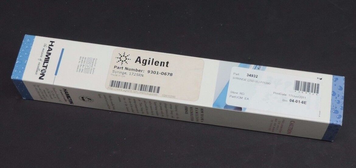 NIB HAMILTON AGILENT 9301-0678 SYRINGE 202325 1725 RN HP, 250UL,