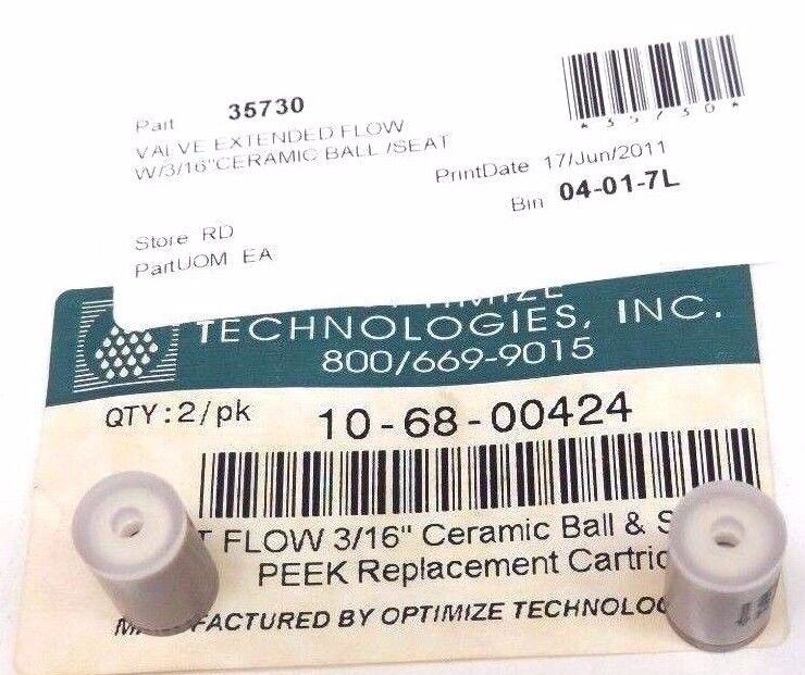 NEW OPTIMIZE TECHNOLOGIES 10-68-00424 EXT FLOW 3/16'' CERAMIC BALL & SEAT