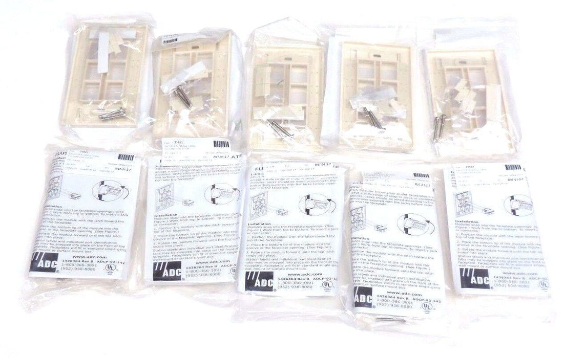 LOT OF 10 ADC FACEPLATE SINGLE GANG FLUSHMOUNT 6-PORT 1436364 REV. B ADCP-92-142