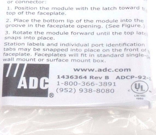 LOT OF 10 ADC FACEPLATE SINGLE GANG FLUSHMOUNT 6-PORT 1436364 REV. B ADCP-92-142
