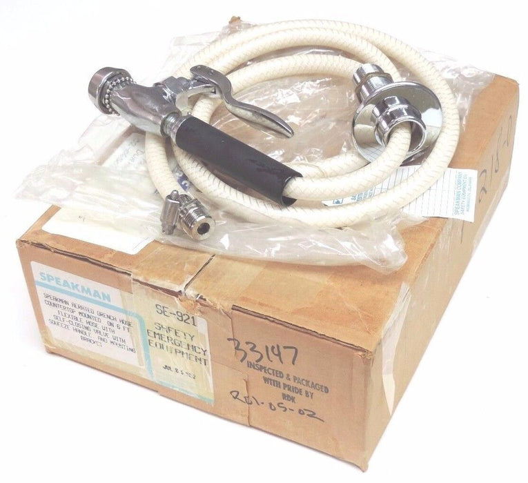 SPEAKMAN SE-921 SAFTEY EMERGENCY EQUIPMENT, 6 FT. FLEX. HOSE W/SELF CLOSING VAL