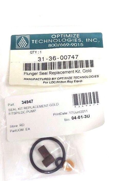 NEW OPTIMIZE TECHNOLOGIES 31-36-00747 PLUNGER SEAL REPLACEMENT KIT, GOLD