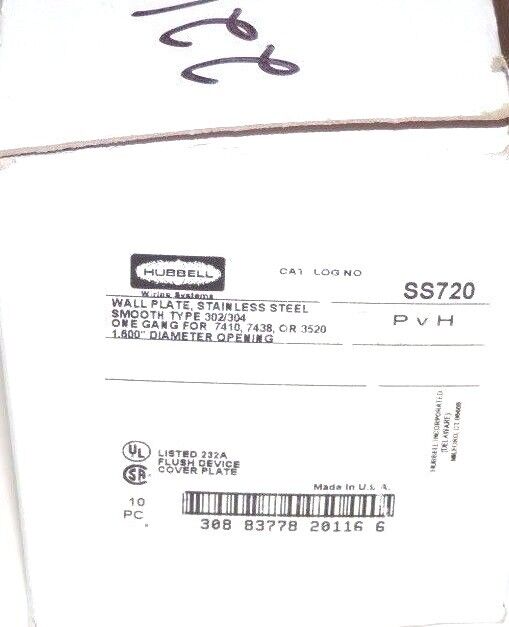 LOT OF 25 NEW HUBBELL SS720 STAINLESS STEEL ONE-GANG 1.6" DIAMETER WALL PLATES