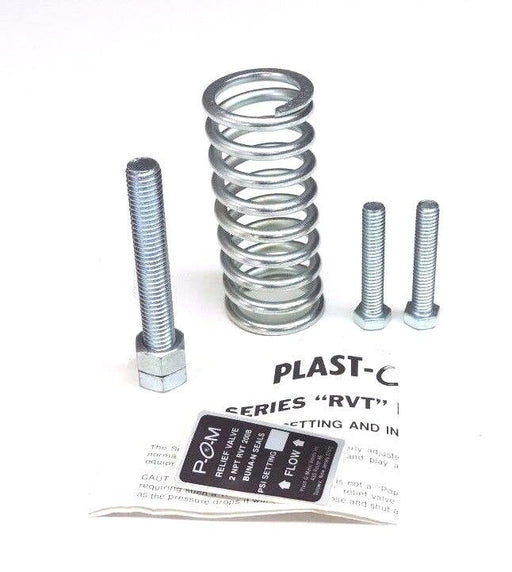 NEW PLAST O MATIC RVT RELIEF VALVE SPARE PARTS SPRING (2) BOLTS, ADJUSTING SCREW
