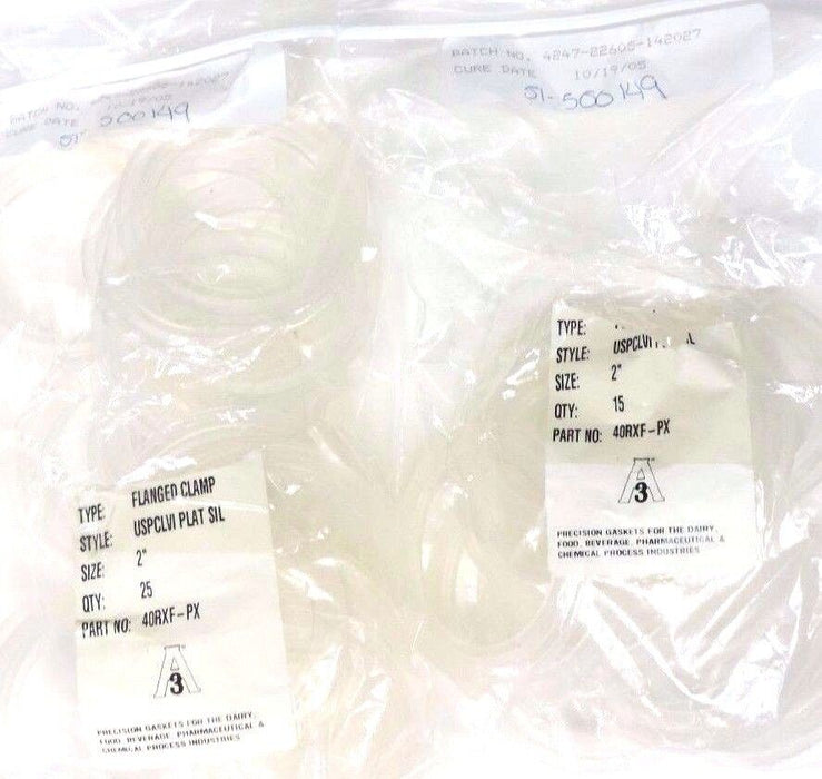 LOT OF 40 NEW NEWMAN P/N: 40RXF-PX FLANGED CLAMP GASKETS STYLE: USPCLVI PLAT SIL