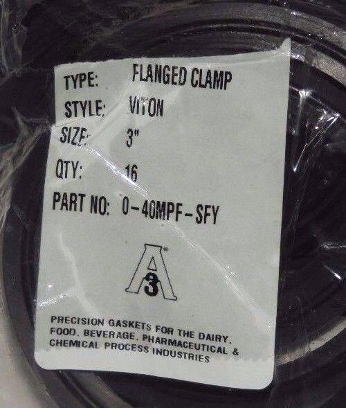 LOT OF 16 NEW A3 0-40MPF-SFY FLANGED CLAMP VITON GASKETS 3"
