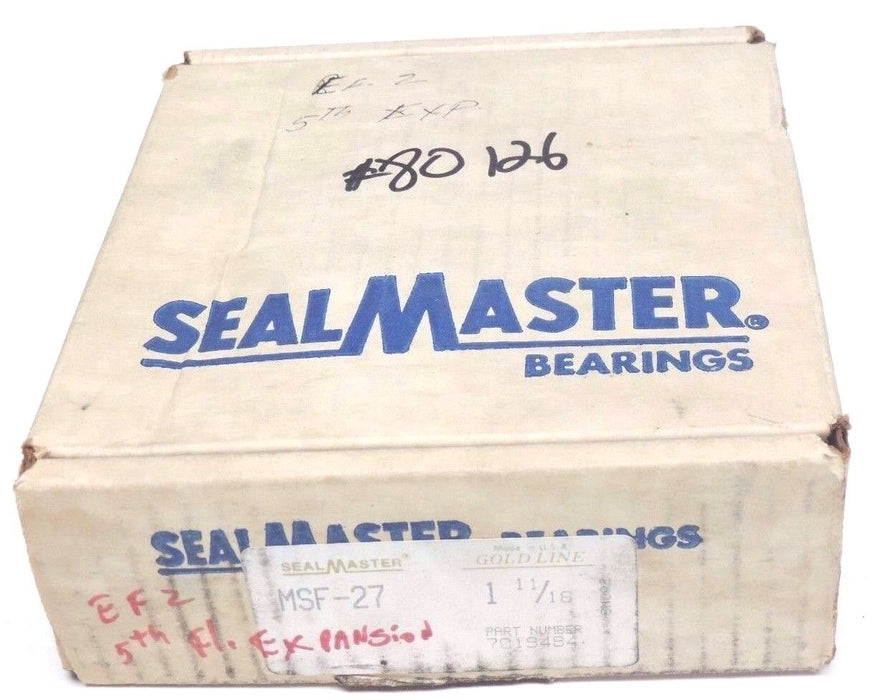 NIB SEALMASTER MSF-27 BALL BEARING FLANGE 4BOLT 1-11/16INCH BORE, MSF27