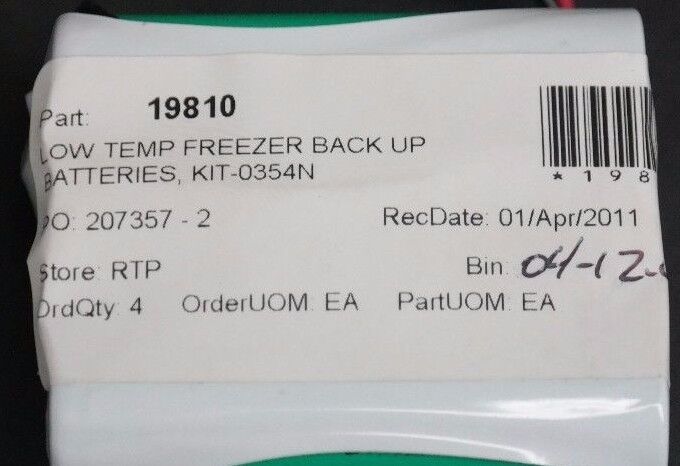 NEW 0354N LOW TEMPERATURE FREEZER BACK UP BATTERIES 19810