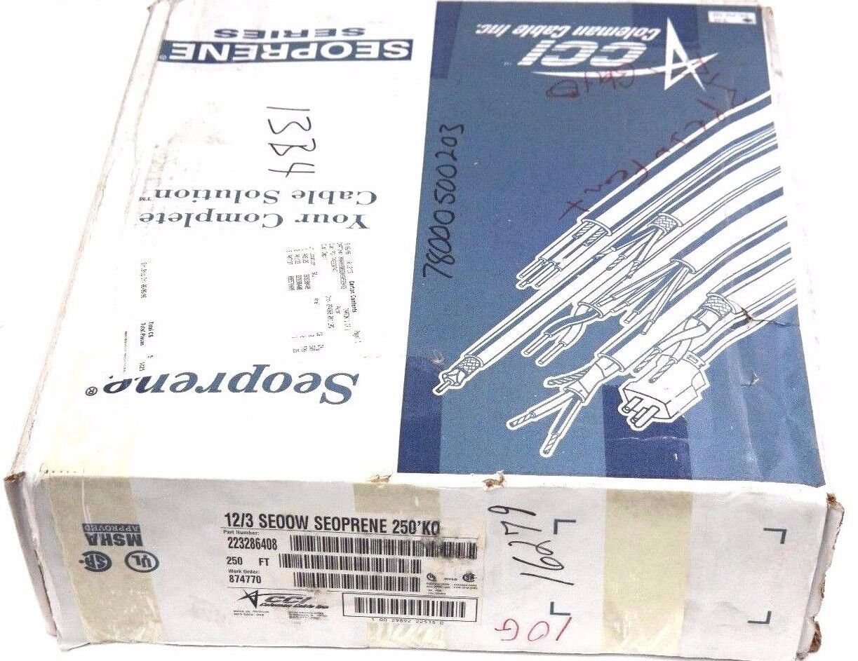 NEW SEOPRENE 12/3 SEOOW SEOPRENE 105C 600 VOLT 250' KO P/N: 223286408