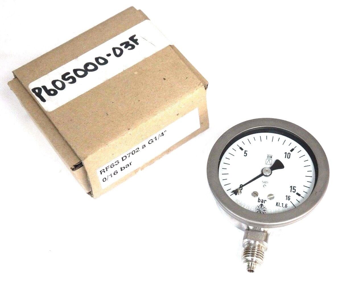 NIB LYTH RF63 D702 A G1/4" PRESSURE GAUGE 0-16BAR