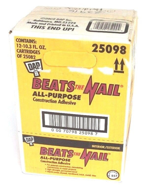 BOX OF 8 NEW DAP BEATS THE NAIL CONSTRUCTION ADHESIVE 25082 10.3 FL OZ 25098