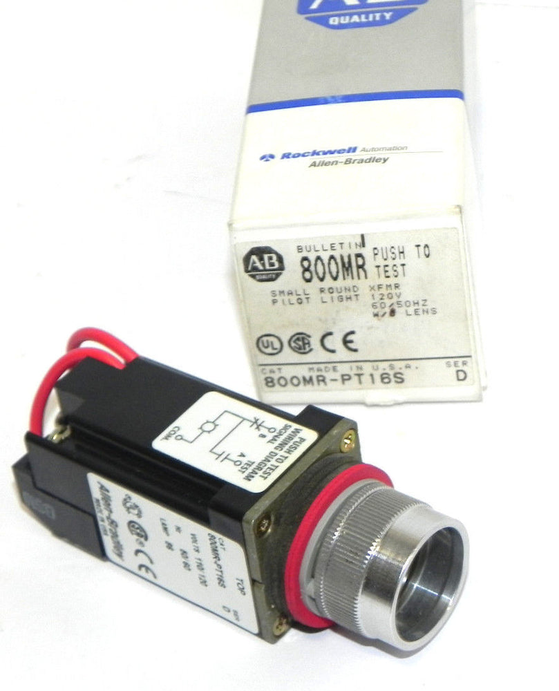NIB ALLEN BRADLEY 800MR-PT16S SMALL ROUND XFMR PILOT LIGHT 120V W/OUT LENS SER D
