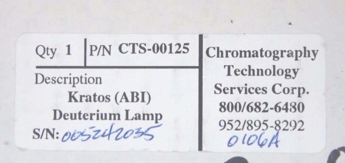 NIB IMAGE & SENSING TECHNOLOGY CORP CTS-00125 DEUTERIUM LAMP CTS00125