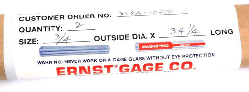 LOT OF 2 NEW ERNST GAGE 3/4" X 34-1/4" STANDARD CLEAR MASTER PYREX GAGE GLASSES