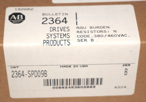 FACTORY SEALED ALLEN BRADLEY 2364-SPD09B KIT RGU BURDEN, RESISTORS: N SER. B