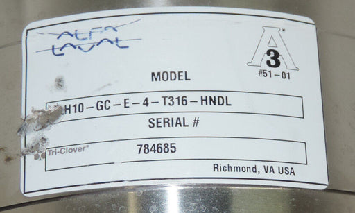 NEW ALPHA LAVAL AH10-GC-E-T316-HNDL, 4" 316 STAINLESS STEEL REGULATING VALVE
