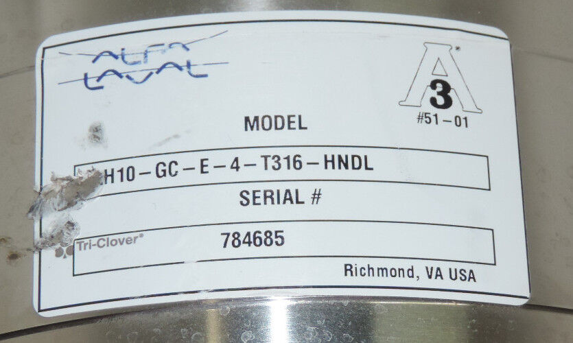 NEW ALPHA LAVAL AH10-GC-E-T316-HNDL, 4" 316 STAINLESS STEEL REGULATING VALVE