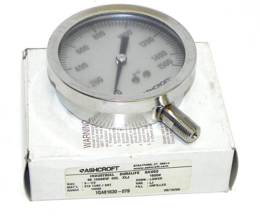 NIB ASHCROFT 35-1009SW-02L-XLJ INDUSTRIAL DURALIFE GAUGE 351009SW02LXLJ