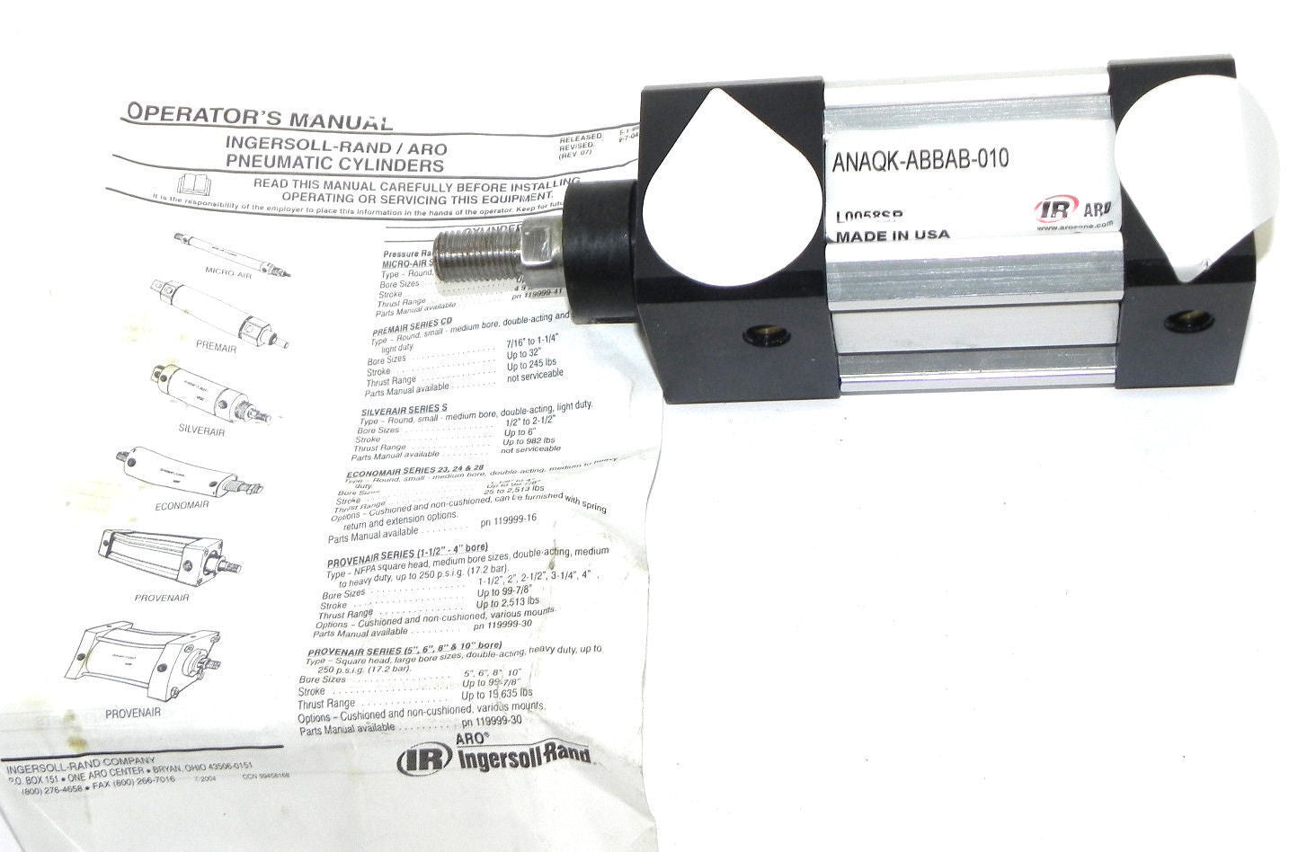 NEW INGERSOLL RAND ANAQK-ABBAB-010 PROVENAIR CYLINDER ANAQKABBAB010