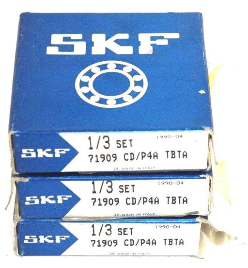 SET OF 3 SKF 71909 CD/P4A TBTA PRECISON BALL BEARINGS 71909CD/P4ATBTA