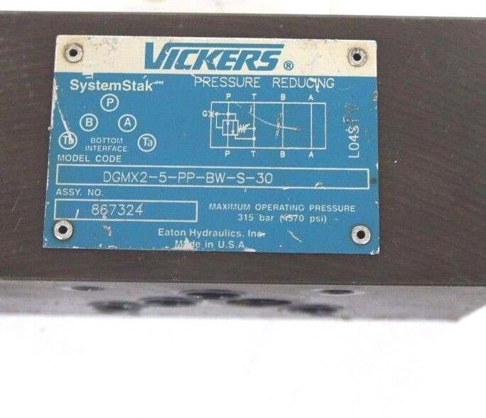 VICKERS DGMX2-5-PP-BW-S-30 SYSTEMSTAK PRESSURE REDUCING VALVE ASSY NO. 867324