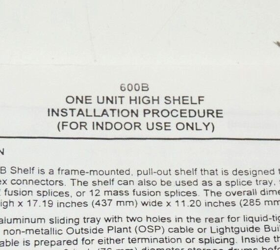 NEW AT&T 600B ONE UNIT HIGH FRAME MOUNTED PULL OUT SHELF KIT 600B1