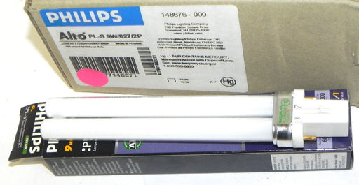 LOT OF 6 NIB PHILIPS PL-S COMPACT FLUORESCENT LAMPS 827/2P, 9 WATTS 10000 HRS