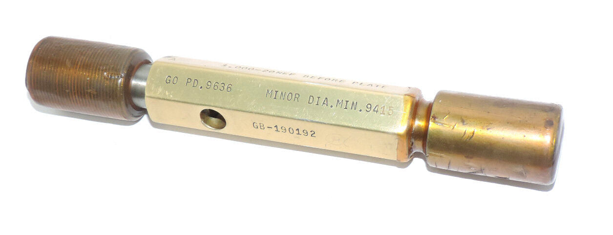 NEW SIZE CONTROL CO. GB-190192 SET PLUG 1.000-20NEF BEFORE PLATE GO PD. 9636