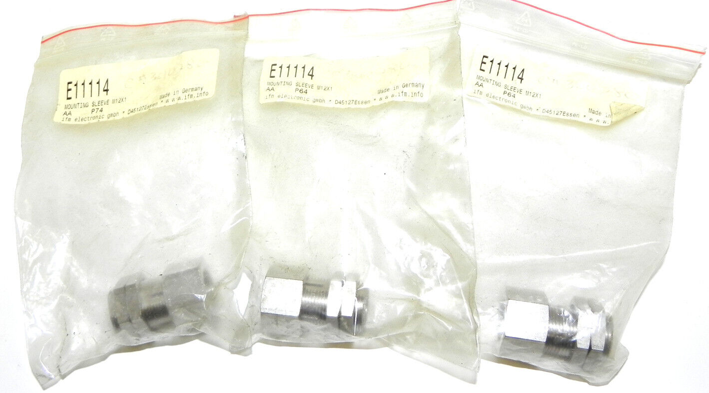 LOT OF 3 NEW IFM E11114 MOUNTING SLEEVES M12 X 1