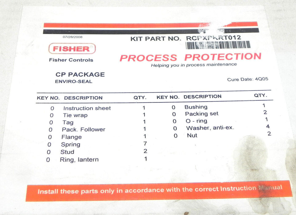 NEW FISHER RCPXPKRT012 KIT