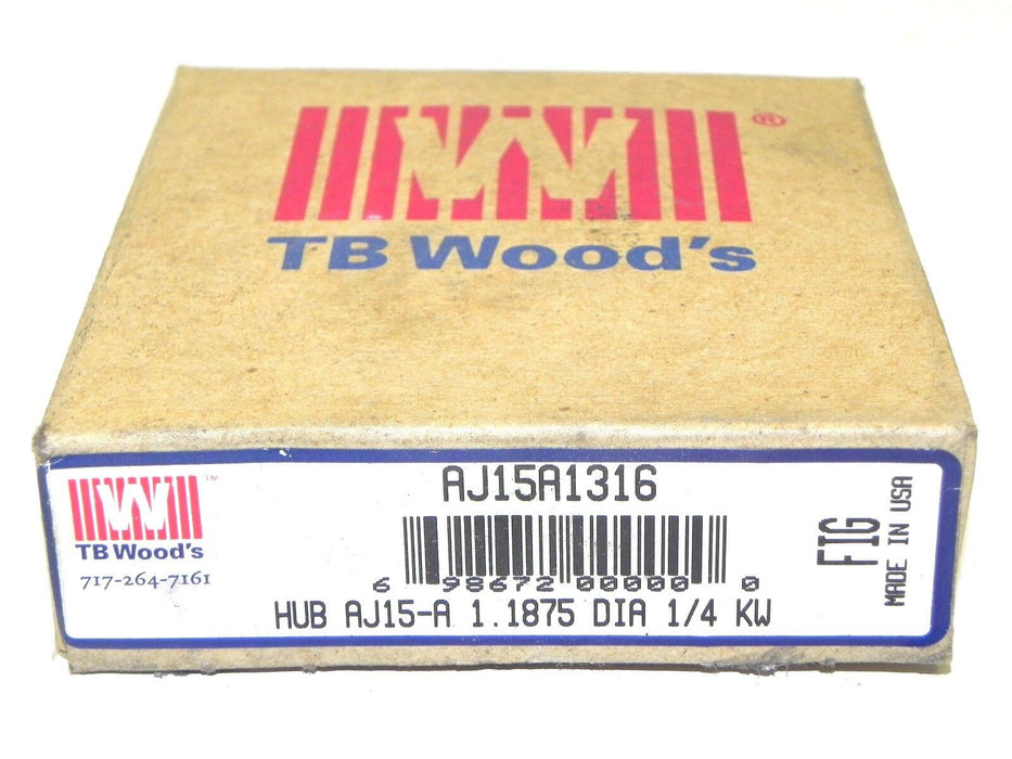 NIB TB WOODS AJ15A1316 HUB AJ15-A 1.1875 DIA 1/4 KW