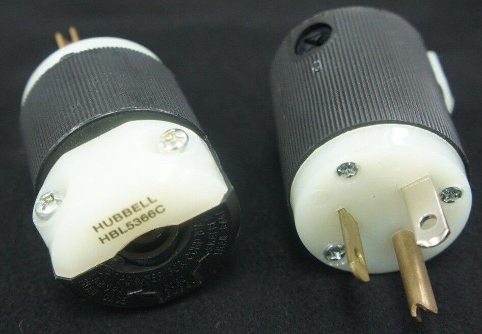 LOT OF 2 NEW HUBBELL HBL5366C PLUGS 20A 125V, 5-20P
