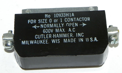 NEW CUTLER-HAMMER 10933H1A AUXILIARY CONTACT FOR SIZE 0 OR 1, 600V MAX A.C.