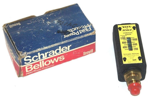 NEW SCHRADER BELLOWS 612-0010 HYDRAULIC GAUGE, 200-1200 PSI