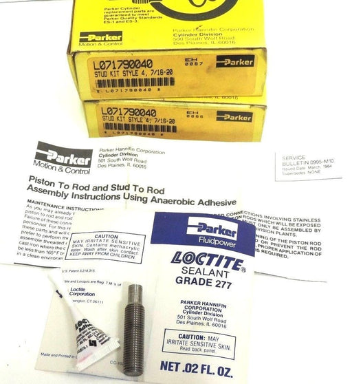 LOT OF 2 NIB PARKER L071790040 STUD KITS STYLE 4, 7/16-20