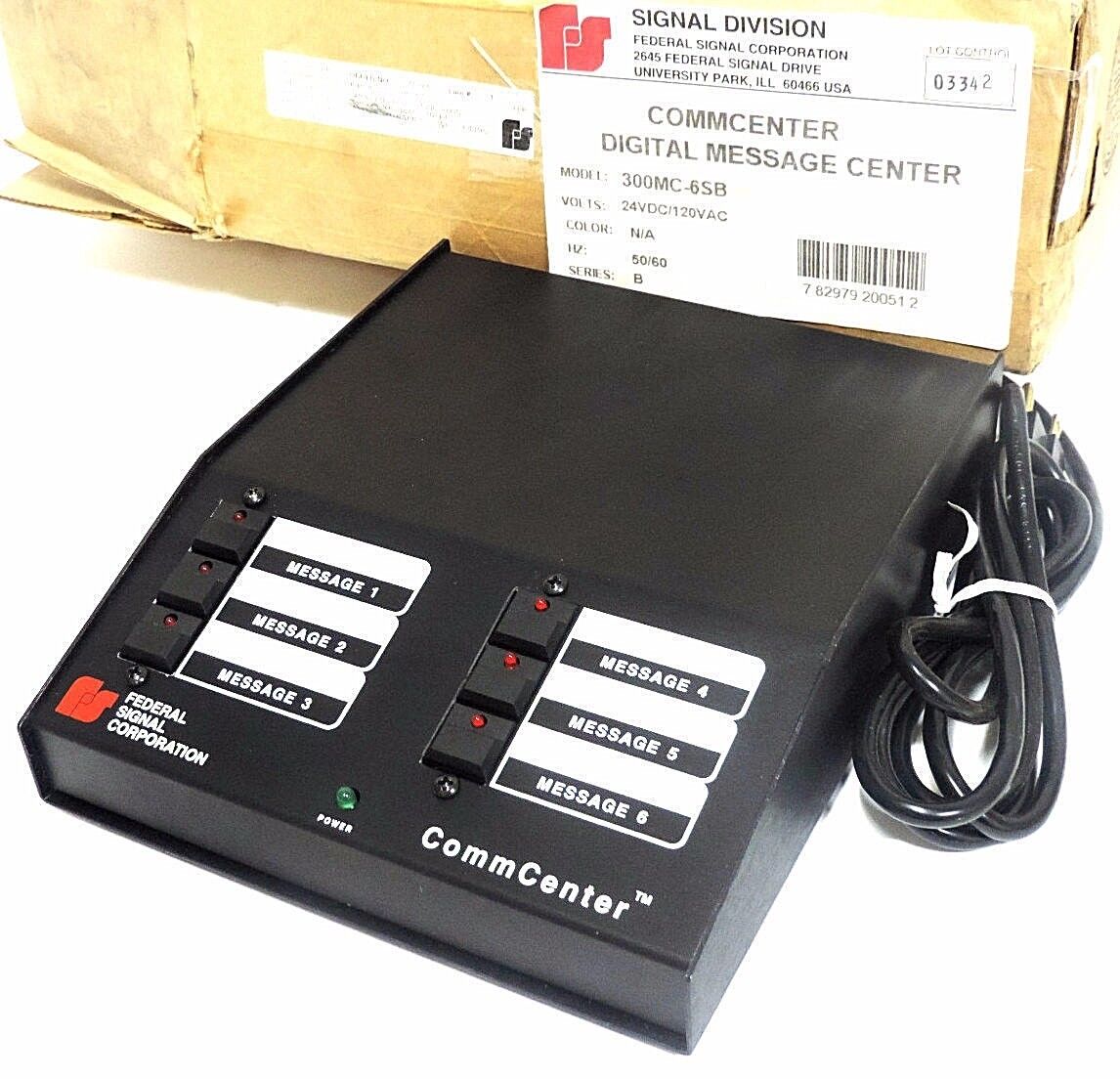 NIB SIGNAL DIVISION 300MC-6SB COMMCENTER DIGITAL MESSAGE CENTER 24VDC 120VAC