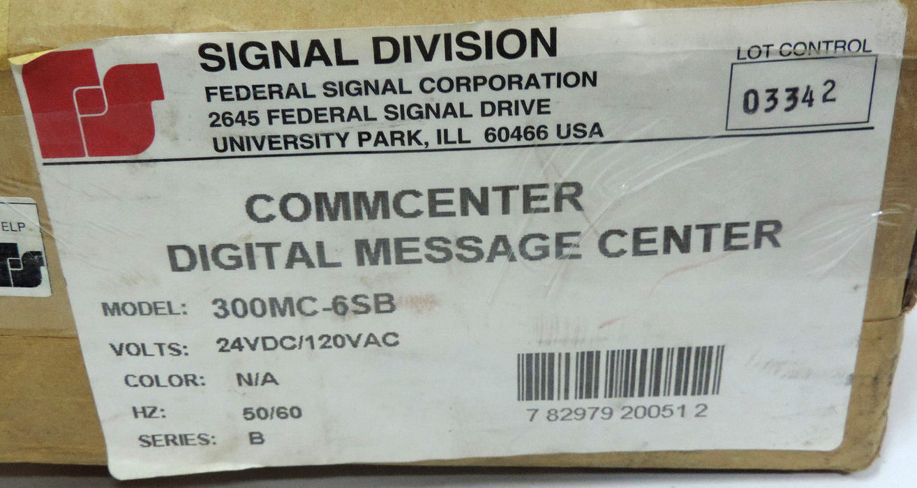 NIB SIGNAL DIVISION 300MC-6SB COMMCENTER DIGITAL MESSAGE CENTER 24VDC 120VAC