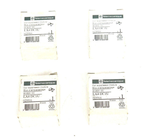 LOT OF 4 NIB TELEMECANIQUE LA4-DC1U COIL SUPPRESSOR MODULE 24-250VDC, 023316