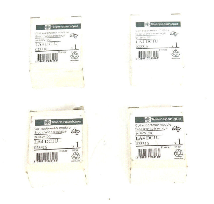LOT OF 4 NIB TELEMECANIQUE LA4-DC1U COIL SUPPRESSOR MODULE 24-250VDC, 023316