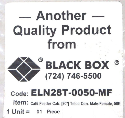 BLACK BOX ELN28T-0050-MF CABLE 50-FT, CAT 5, 25-PAIR, TELCOMALE TO FEMALE 50 PIN