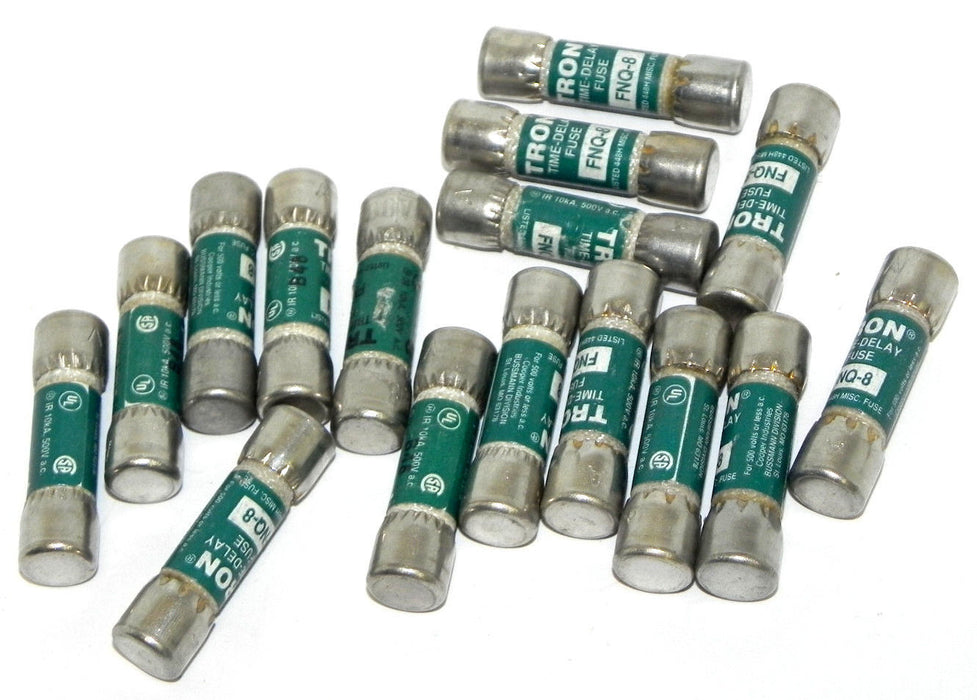 LOT OF 16 NEW BUSSMANN FNQ-8 TIME-DELAY FUSES FNQ8