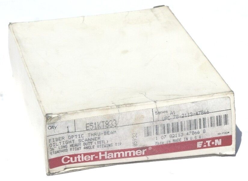 NIB EATON CUTLER HAMMER E51KT833 FIBER OPTIC THRU BEAM SCANNER SER A1 3FT LONG