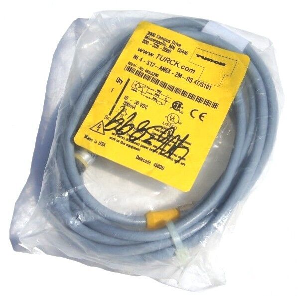 NIB TURCK NI4-S12-AN6X-2M-RS4T/S101 SENSOR CABLE 4653390 NI4S12AN6X2MRS4TS101