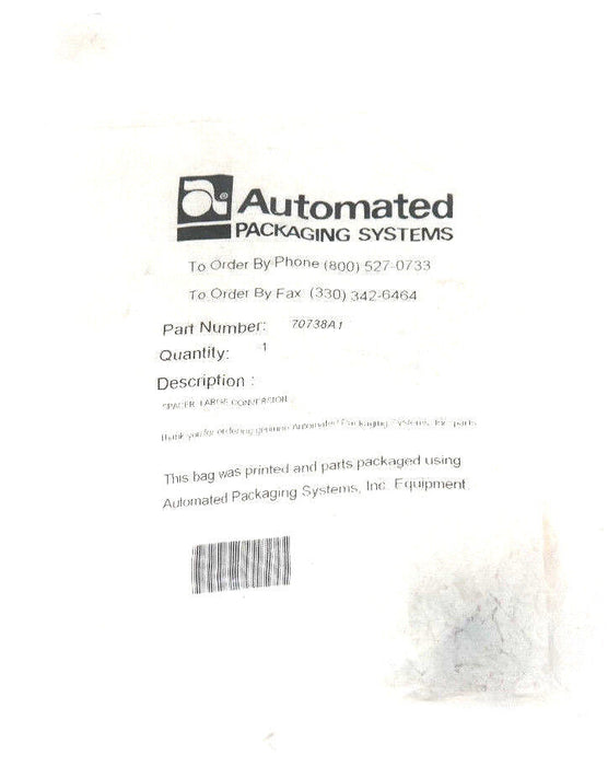 NEW AUTOMATED PACKAGING SYSTEMS 70738A1 LARGE CONVERSION SPACER