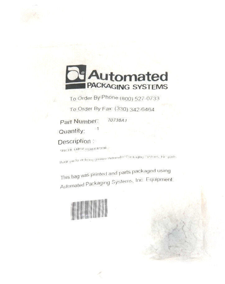 NEW AUTOMATED PACKAGING SYSTEMS 70738A1 LARGE CONVERSION SPACER