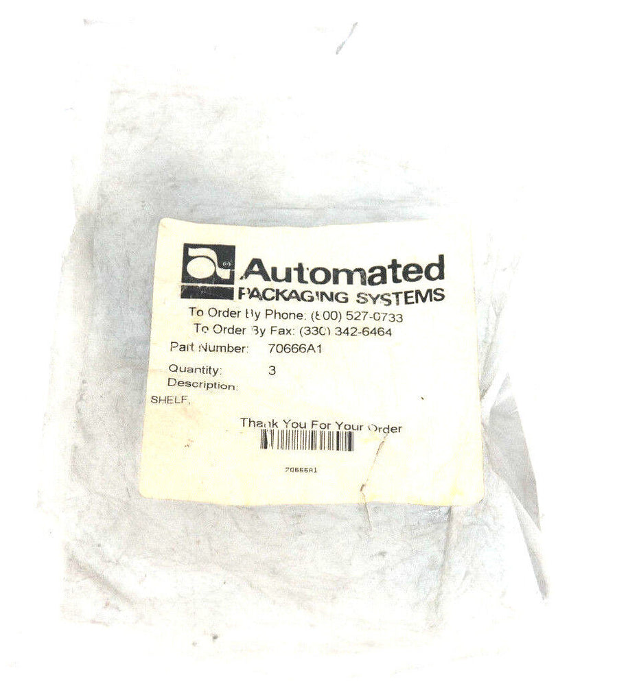 LOT OF 3 NEW AUTOMATED PACKAGING SYSTEMS 70666A1 SHELVES