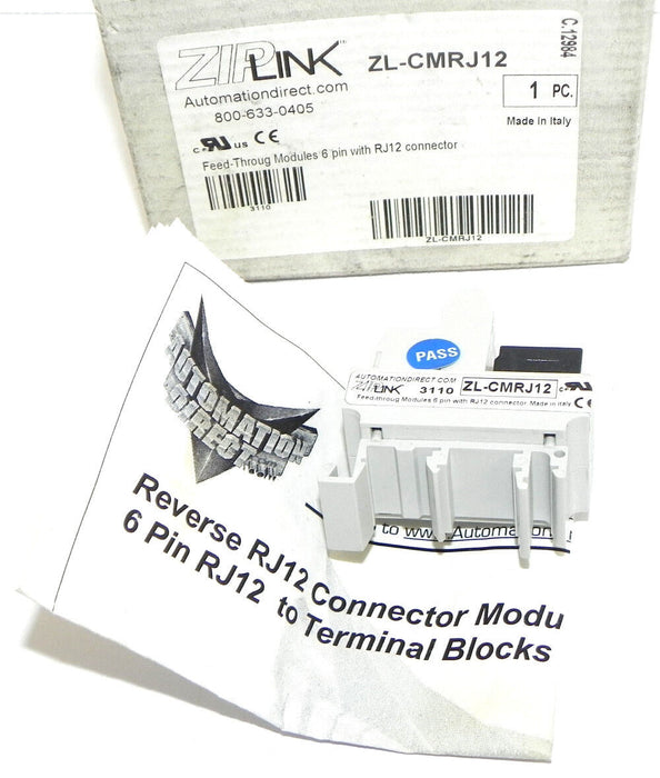 NIB AUTOMATION DIRECT ZL-CMRJ12 ZIPLINK FEED-TROUG CONNECTOR MODULE RJ12, 6PIN