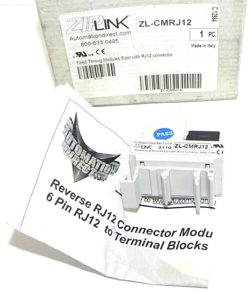 NIB AUTOMATION DIRECT ZL-CMRJ12 ZIPLINK FEED-TROUG CONNECTOR MODULE RJ12, 6PIN